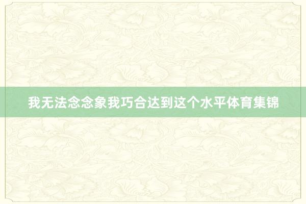 我无法念念象我巧合达到这个水平体育集锦